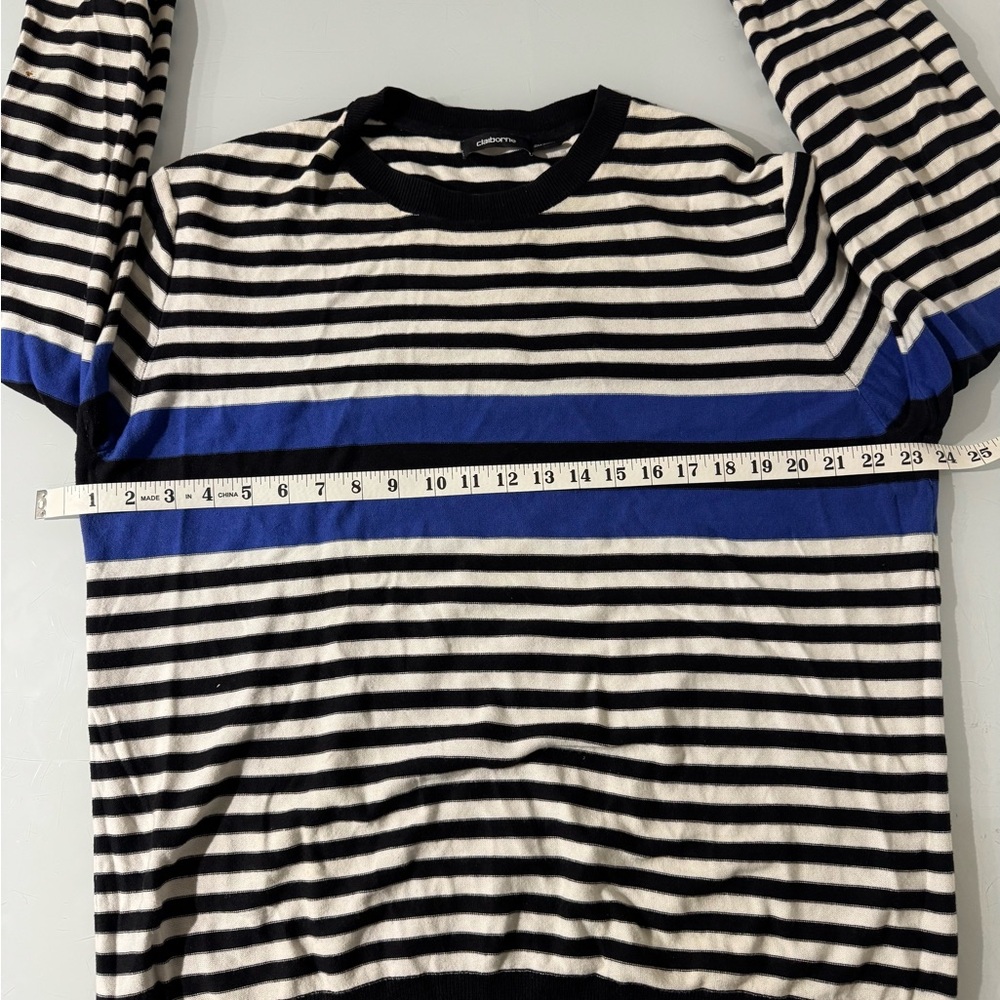 Claiborne Black and White Striped Sweater